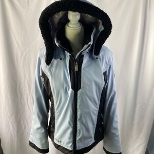 Spyder Thinsulate Lite Loft Baby Blue Jacket Coat Poly/Spandex Warm Zippers Hood